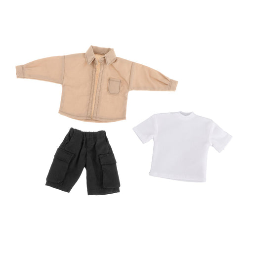 Crofta 1/12 Scale Shirt T Shirt Pants Set for 6 inch Doll Model Male Action Figures Khaki