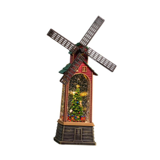 Crofta Windmill Music Box Christmas Snow Globes Lantern for Garden Outdoor Tabletop Christmas Tree