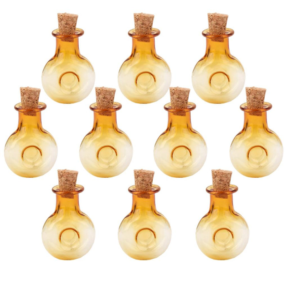 Crofta 10 Glass Cork Bottles Round XO Shape Vial Wishing Bottle DIY Pendants Coffee