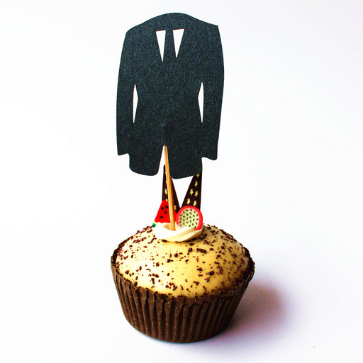 20pcs Black Suit Cupcake Topper