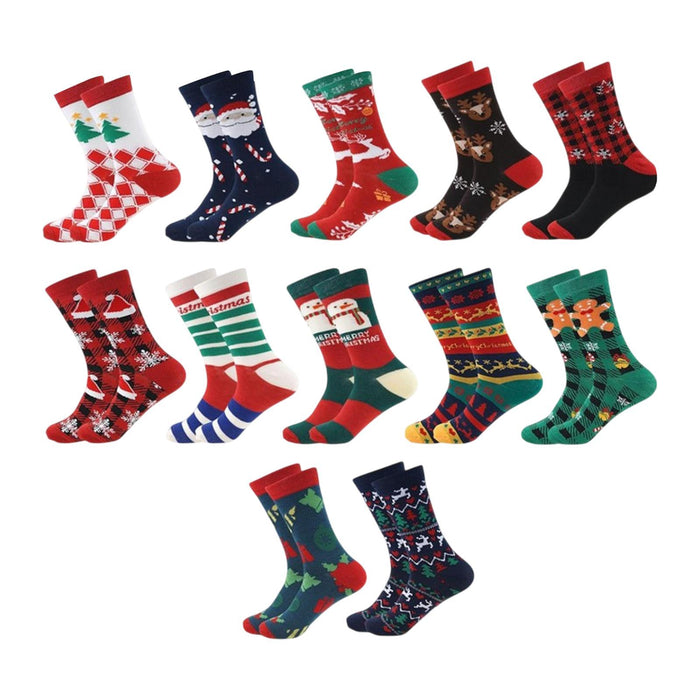 12 Pairs Christmas Socks for Adults Christmas Gifts Funny Holiday Socks Blue