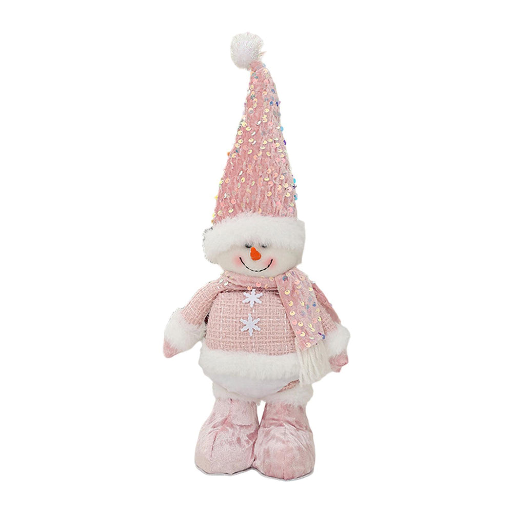 Crofta Xmas Figurine Stuffed Doll Table Ornament Gift Christmas Standing Plush Doll Snowman 47x12x6cm