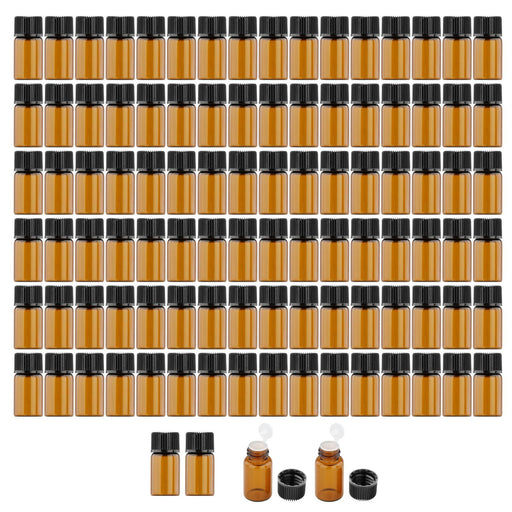 100Pcs Amber Mini Glass Bottle Empty for Essential Oil Aromatherapy Perfume