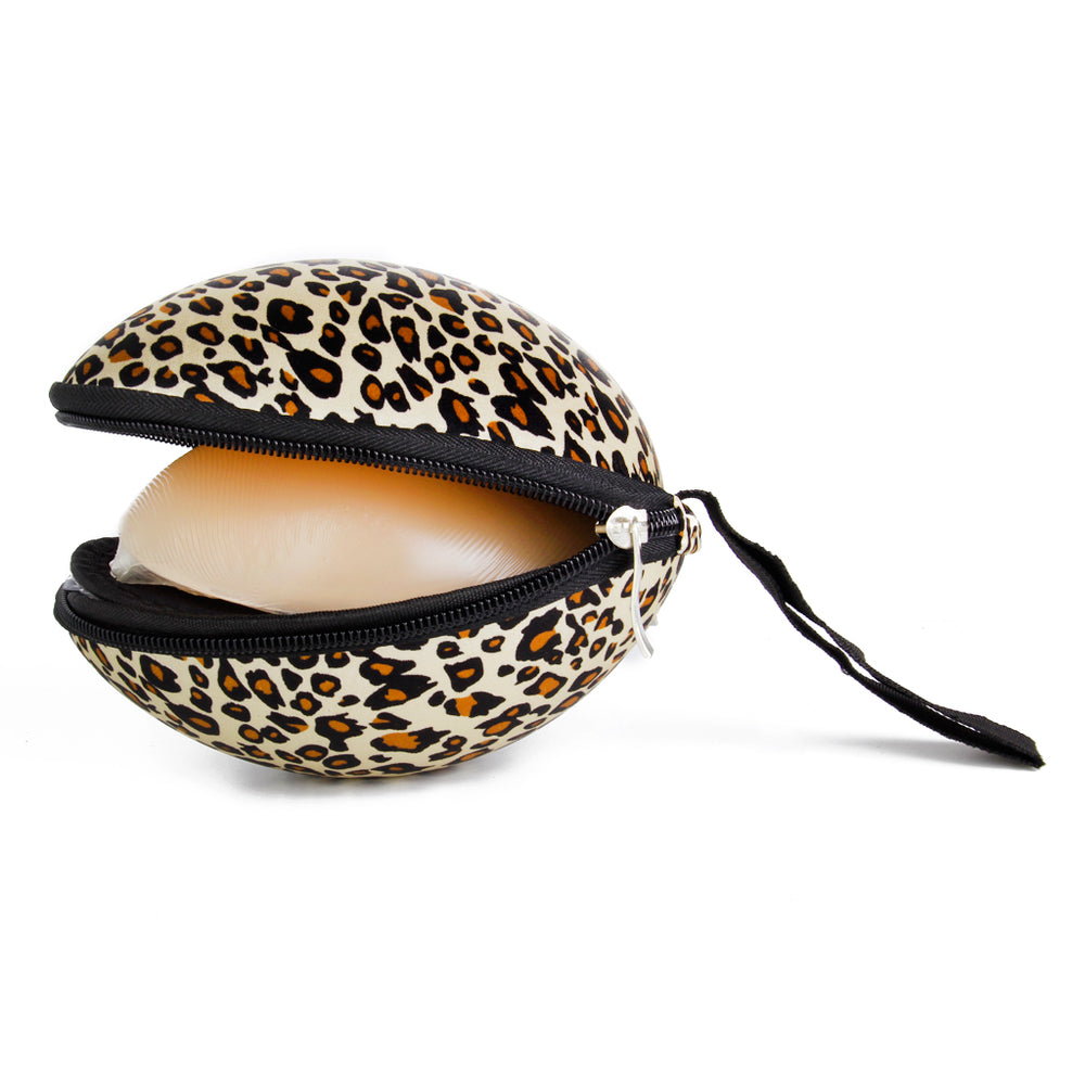 Crofta Portable Silicone Invisible Bra Underwear Lingerie Case Bag Leopard Print