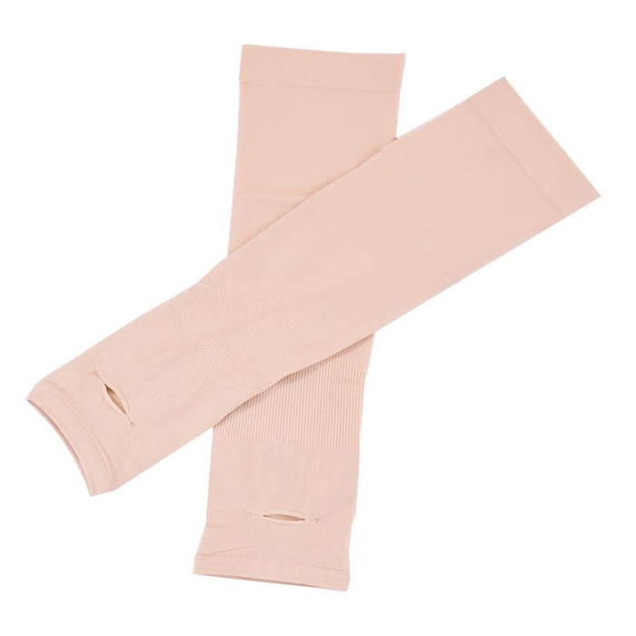 1 Pair Women Men UV Protection Anti Slip Arm Compression Sleeves Skin Color