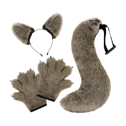 Crofta Wolf Ears and Tail Set Animal Cosplay for Carnival Holiday Stage Performance Grass Yellow