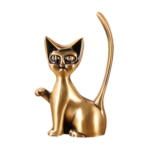 Crofta Cat Statue Rings Holder Tabletop for Dressing Room New Year Gift Craft Fairs Single Leg Raised