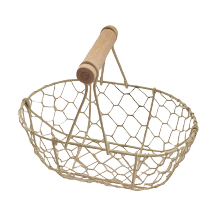 Crofta Wire Egg Basket Retro Rustic Iron Storage Basket for Farmhouse Tabletop Home White