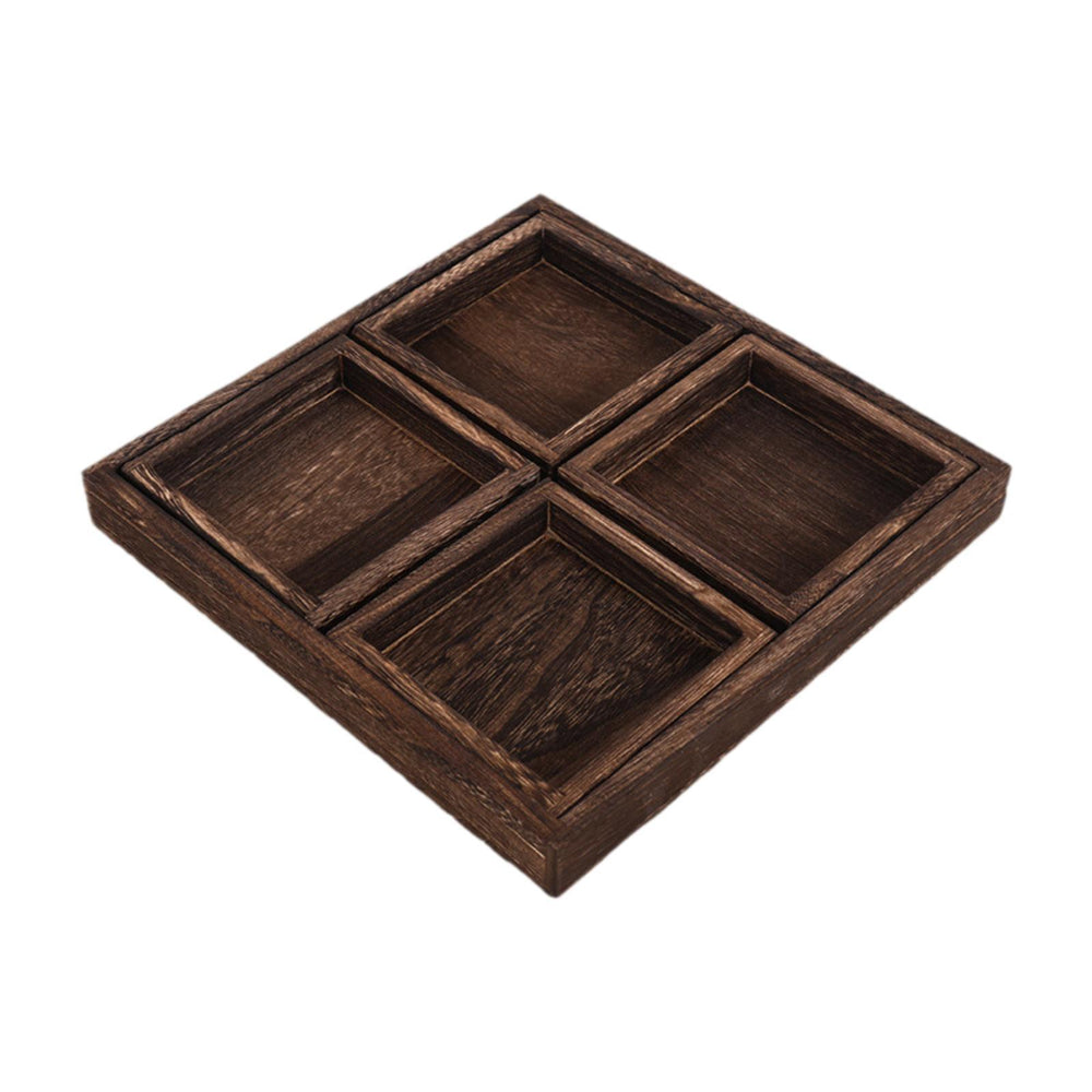 Crofta Wood Serving Tray Snacks Plate Snack Tray for Tea Coffee Table Decor Wedding 5Pcs