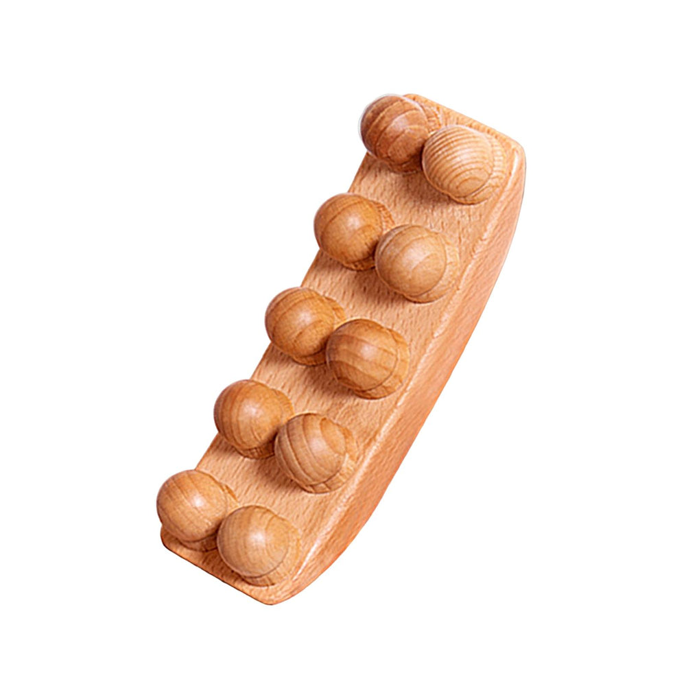 Crofta Wood Massage Stick Anti Cellulite 10 Balls Gua Sha Tool for Neck Shoulder Style A