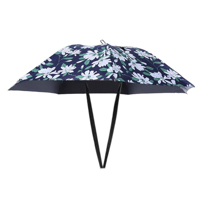 Crofta Umbrella Hat Hands free Protection 30inch Fishing Umbrella Hat Black with Flowers