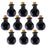 Crofta 10 Mini Glass Cork Bottles Flat Round Jars Vials Wish Bottle Love Note Black