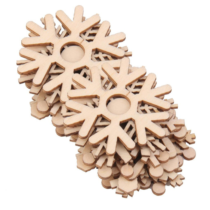 Crofta 20 Pieces Wooden Shape Snowflake Embellishments Festival Hanging Ornaments