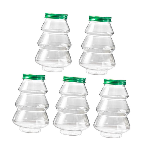 Crofta 5 Pieces Christmas Tree Candy Jar Cookie Jar for Xmas Festival Party Kitchen Green Lid