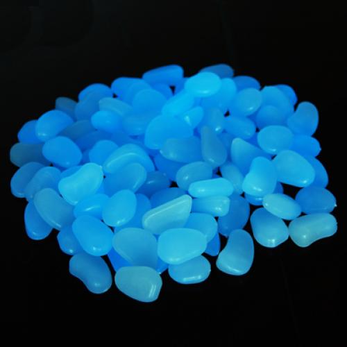 Crofta 100 Man-made Glow in the Dark Pebbles Stone for Walkway Sky Blue