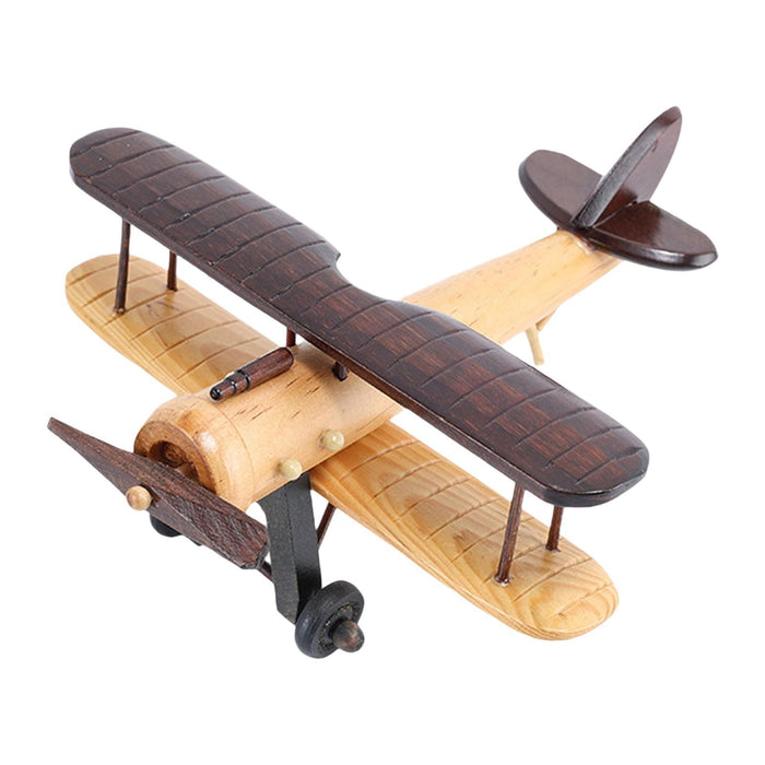 Crofta Wooden Airplane Model Funny 3D Airplane Decoration for Tabletop Shelf Office Brown