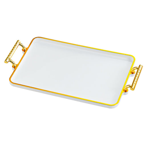 Serving Tray Rectangular with Handles Cosmetic Storage Tray for Kitchen Home Porcelain white