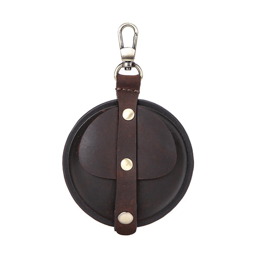 Crofta Key Purse Portable Round Multifunctional Change Purse Pocket with Metal Hook Coffee