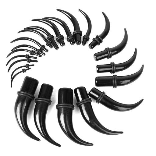 Crofta 11 Pairs Curved Acrylic Ear Expander Stretcher Taper Stretching Plugs 1.6mm-14mm Black