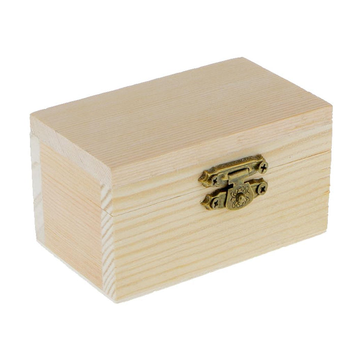 Crofta 5pcs Unpainted Wooden Jewelry Box DIY Storage Treasure Toy Case 9 X 5 X 5cm