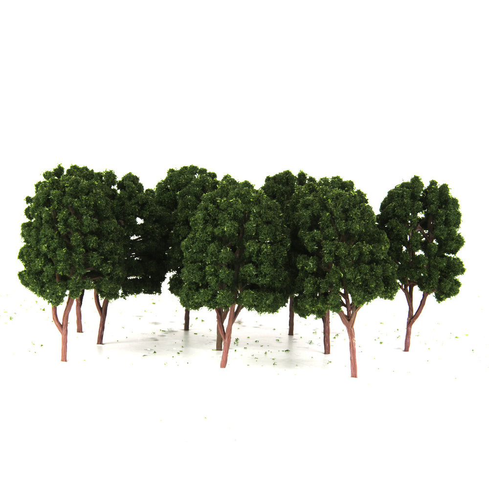 10pcs Street Train Model Trees Scenery 1/100 Scale Dark Green