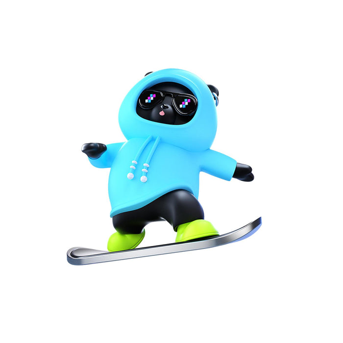 Cute Skateboard Bear Decoration for Car Gift for Drivers Sculpture Accessory blue