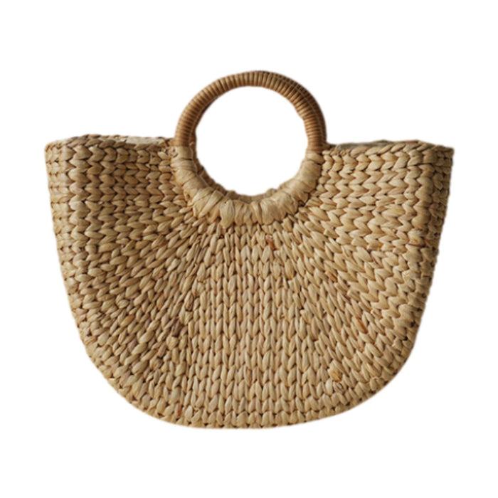 Crofta Woven Bag Handmade Fashionable Hand Woven Beach Tote for Daily Beach Camping S