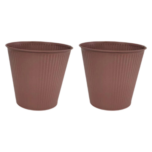 Crofta 2 Pieces Flower Buckets Sculpture Gift Flower Pots for Garden Desktop Office Brown