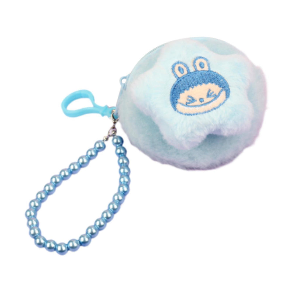 Cartoon Plush Purse with Lanyard Keychain for Dating Party Supplies Vacation Blue