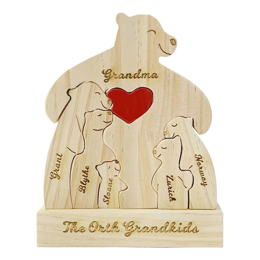 Crofta Bear Family Wood Puzzle Unique DIY Toy Bear Family Ornament Thoughtful Gifts