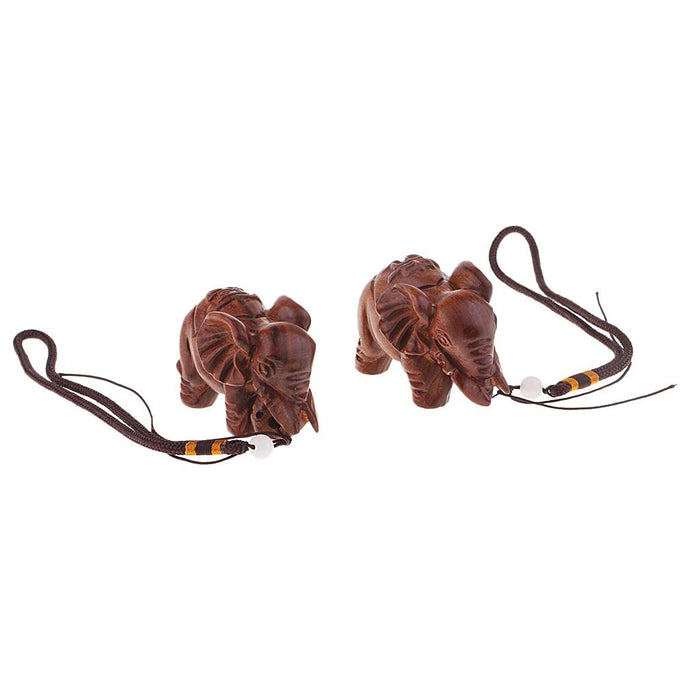 1 Pair Handcraft Wooden Wildlife Animal Elephant Figurines Home Office Ornaments, Fortune Mascot Gifts, Wall Door Hanging Decors