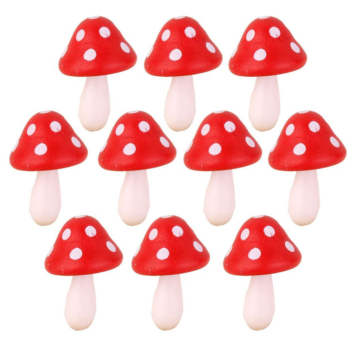 Crofta 10pcs Miniature Dollhouse Fairy Garden Wood Landscape Mushroom Decor Red