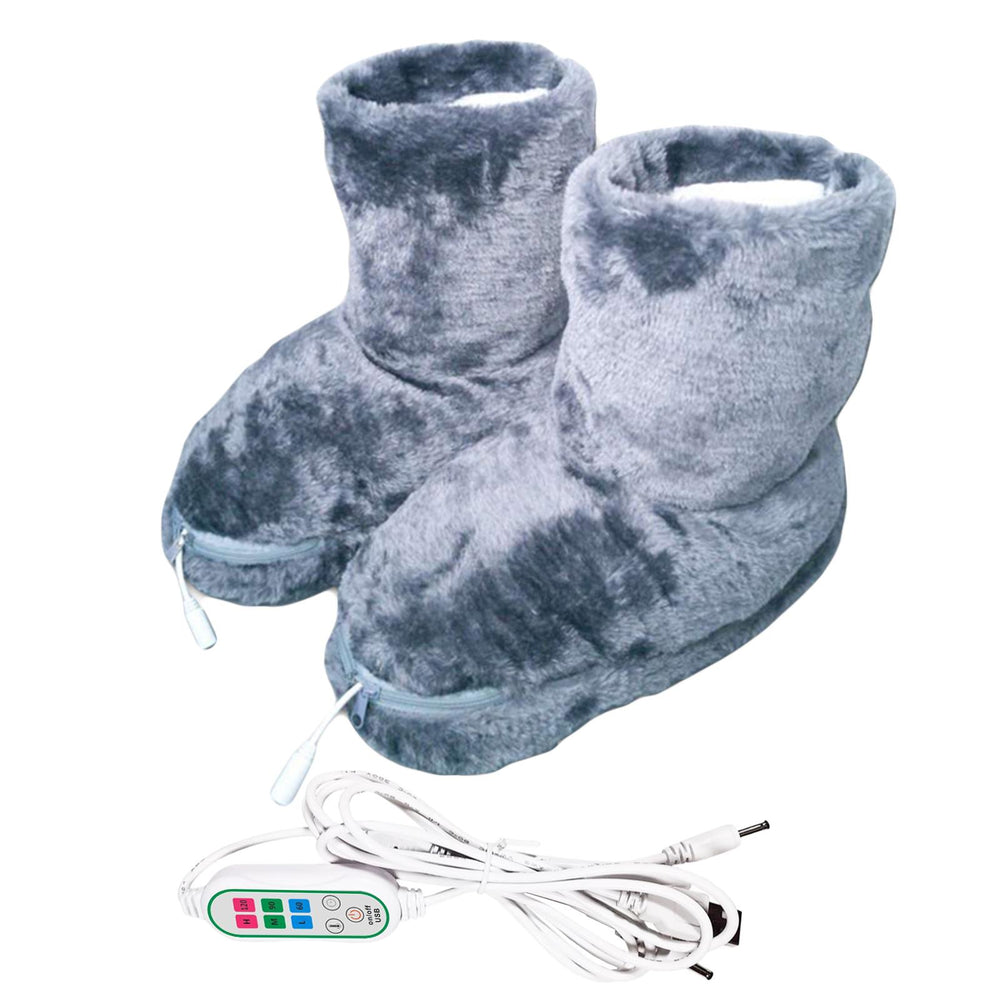 USB Heated Shoes Washable Comfortable Plush Office Gift Slipper Gray