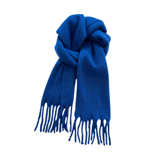 Crofta Winter Scarf Large Scarf Comfortable Tassel Shawl Thick Elegant Warm Blanket Blue