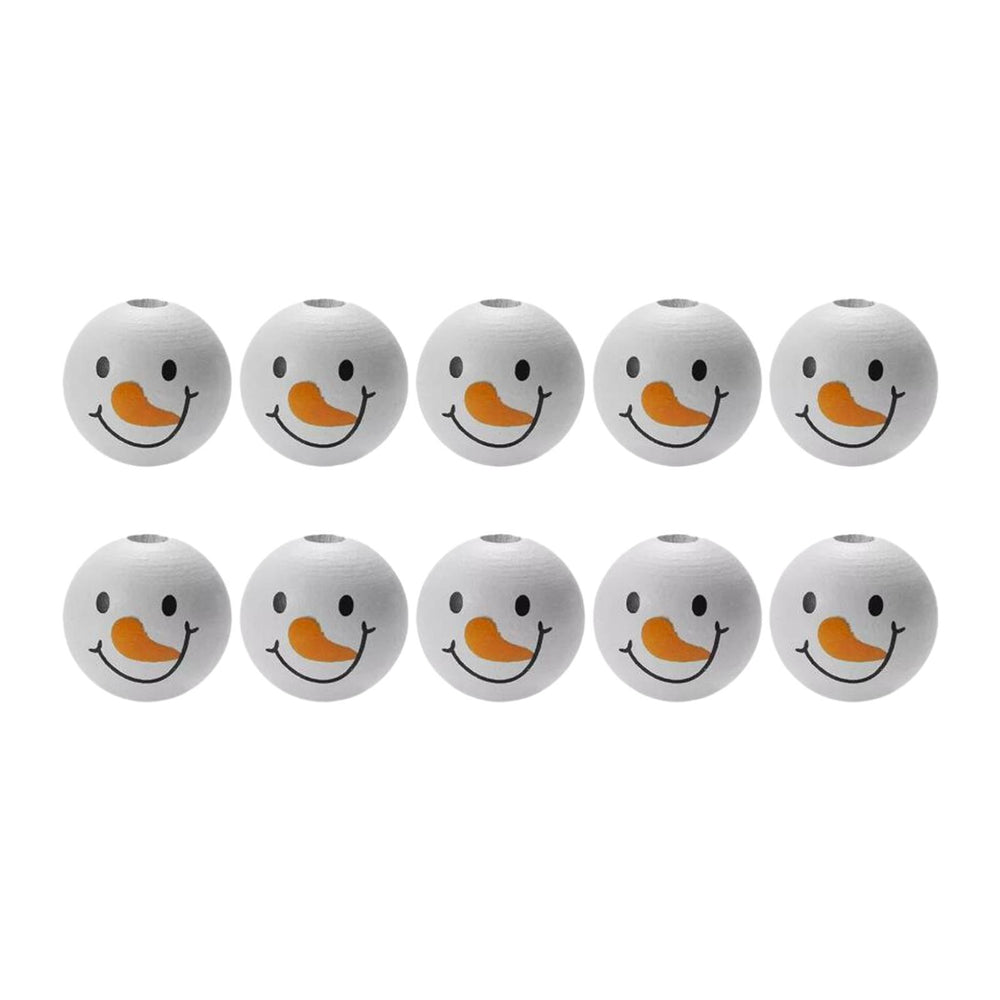 Crofta 10x Christmas Snowman Wooden Beads Snowman Beads Lightweight DIY Craft Beads