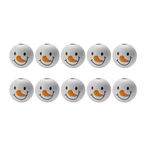 Crofta 10x Christmas Snowman Wooden Beads Snowman Beads Lightweight DIY Craft Beads