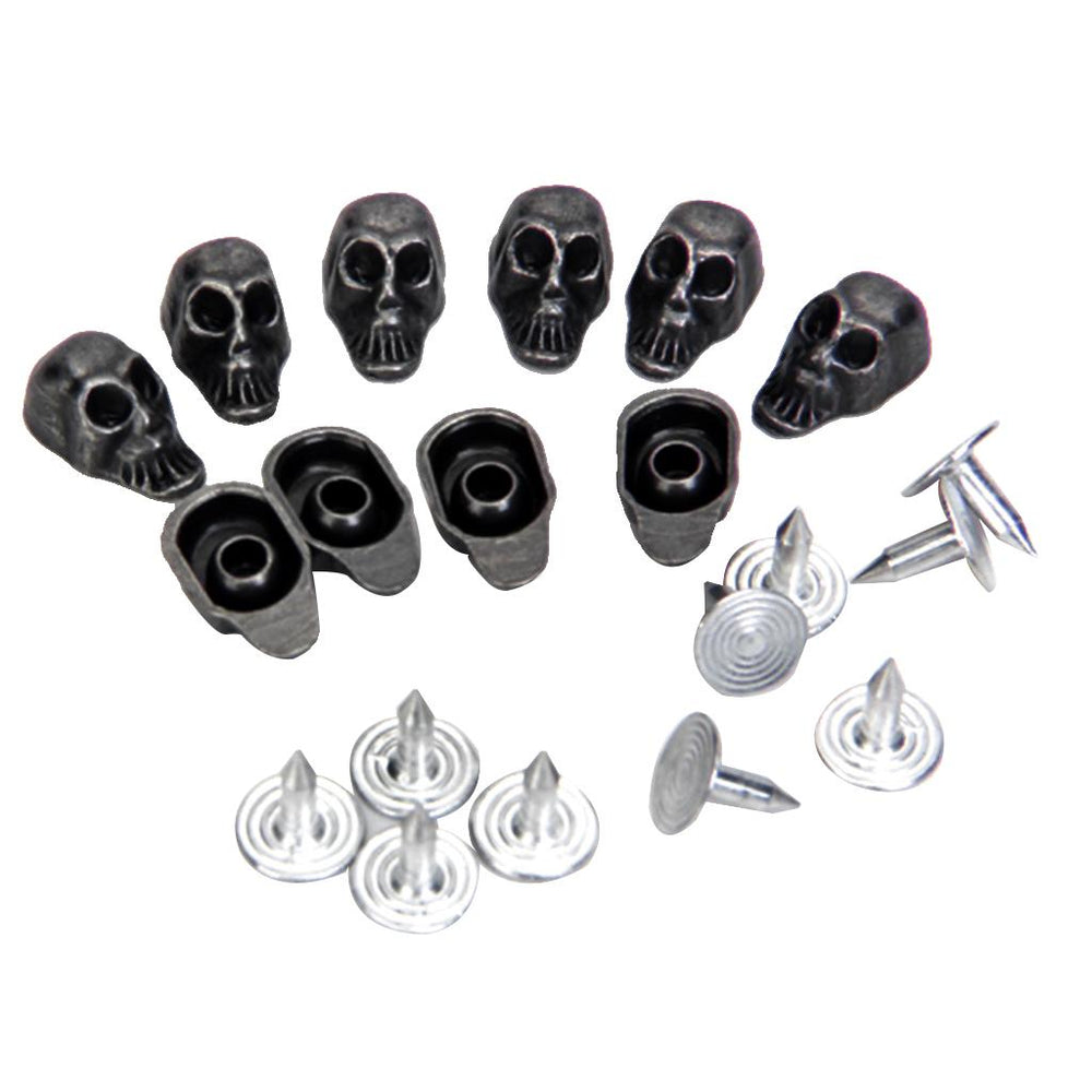 Crofta 10 Sets Skull Rivets Studs Antique Silver 13 x 8mm