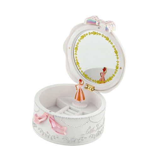 Crofta Ballet Dancer Music Box Novelty Jewelry Organizer for Household Dorm Bedroom White