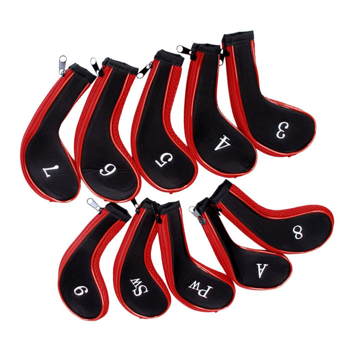 Crofta 10 Golf Clubs Iron Set Headcovers Head Cover Red/Black