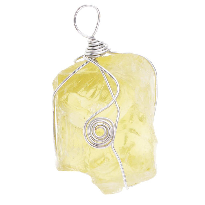 Crofta Wire Wraped Jewelry Natural Citrine Crystal Stone Pendant Handmade Charm