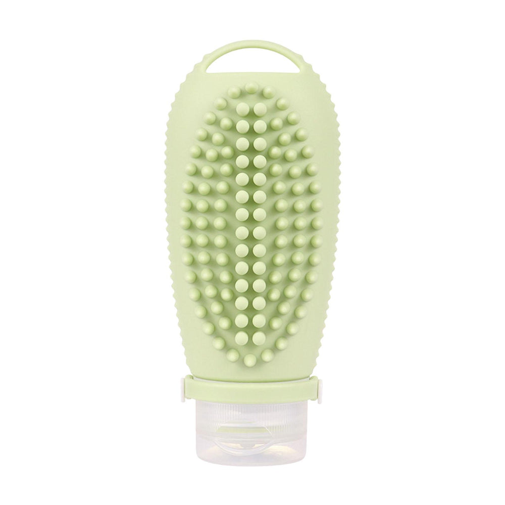 Crofta 2 in 1 Hair Shampoo Brush and Travel Bottle Silicone for Women Men Hair Comb green