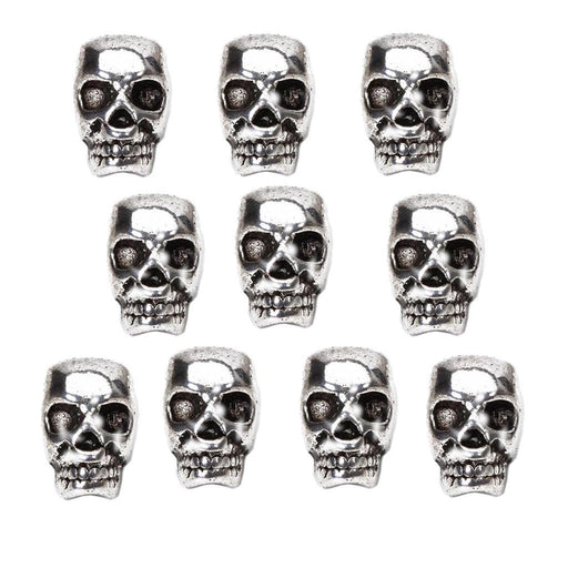 Crofta 10pcs Antique Silver Metal Skull Spacer Beads Fit DIY Charm Bracelet 3.9mm Hole