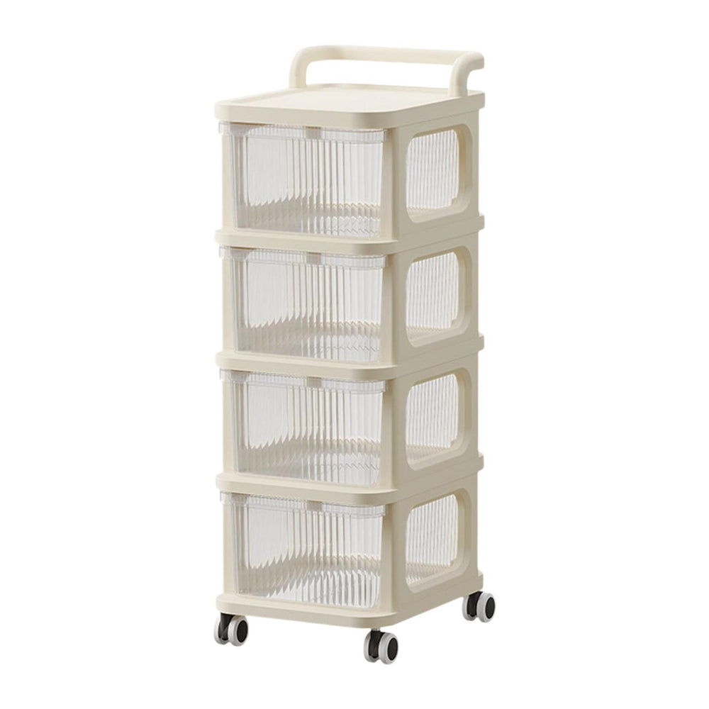 Crofta Rolling Cart with Wheel Easy Assemble Multipurpose Utility Cart Storage Bins 4 Tiers