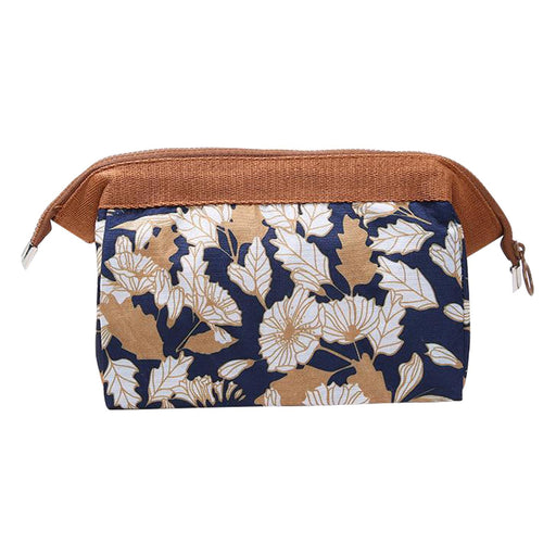 Crofta Womens Make Up Bag Small Printed Cosmetic Pouch Funny Cute Wash Bag Toiletry Brown Flower