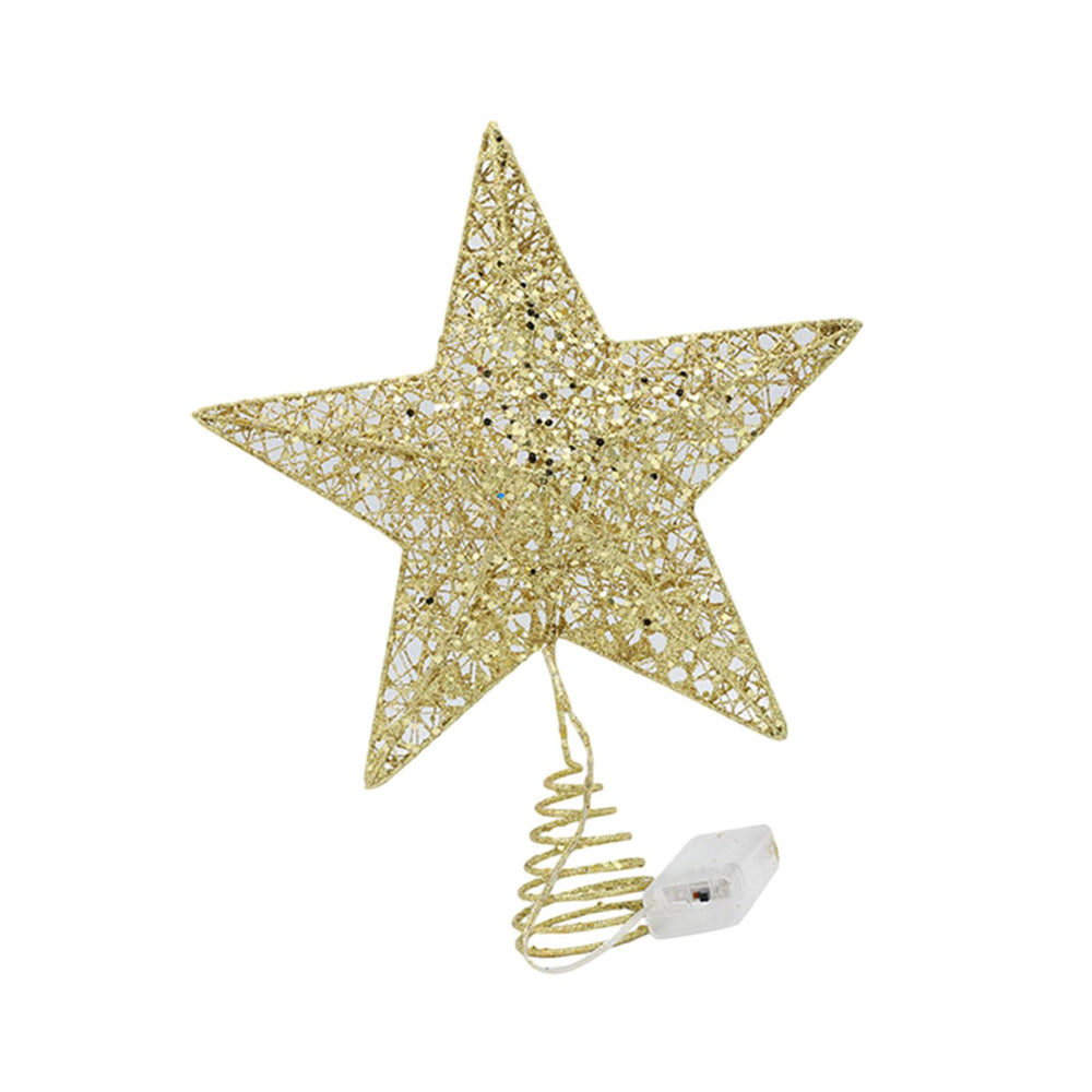 Crofta Xmas Tree Top Star Tree Ornaments Beautiful Creative Tree Top Light for Party Gold 30cmx33cm