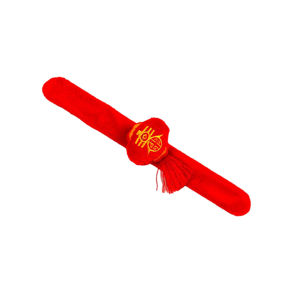 Crofta Plush Slap Bracelet Chinese New Year Red Clapping Circle Bracelet for Adults Style A