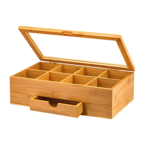 Wooden Tea Box Stackable Tea Bags Organizer for Kitchen Countertop Decoration