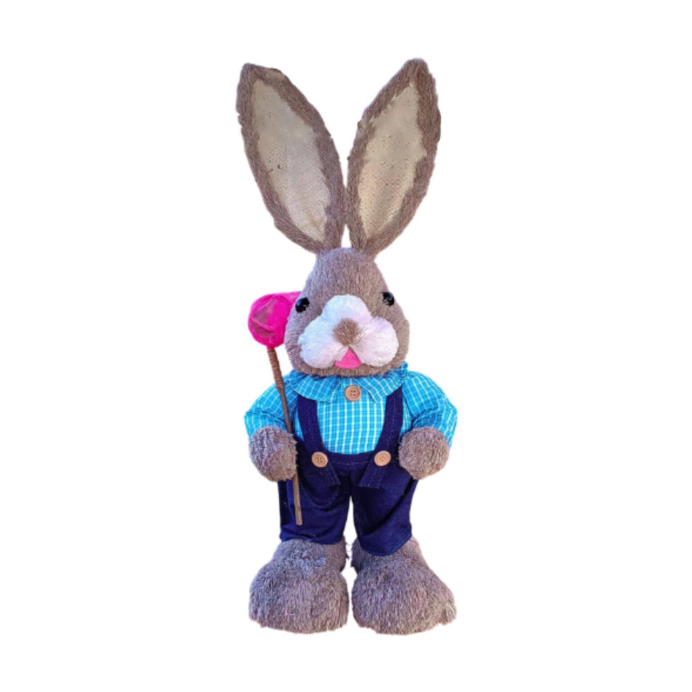 Crofta Woven Rabbit Toy Easter Rabbit Statue Office Photo Prop Straw Bunny Figurine Style A