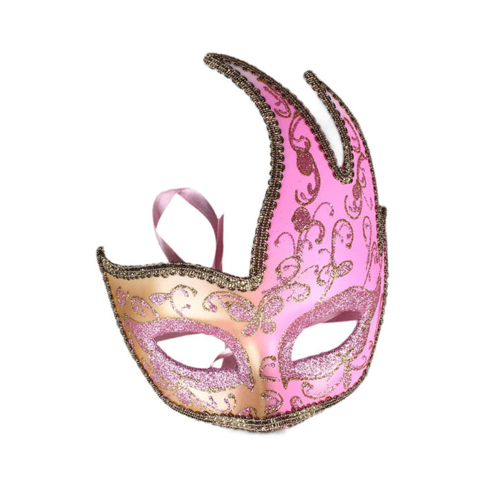 Masquerade Mask with Strap Fancy Dress Half Face Mask for Men Festival Party Pink