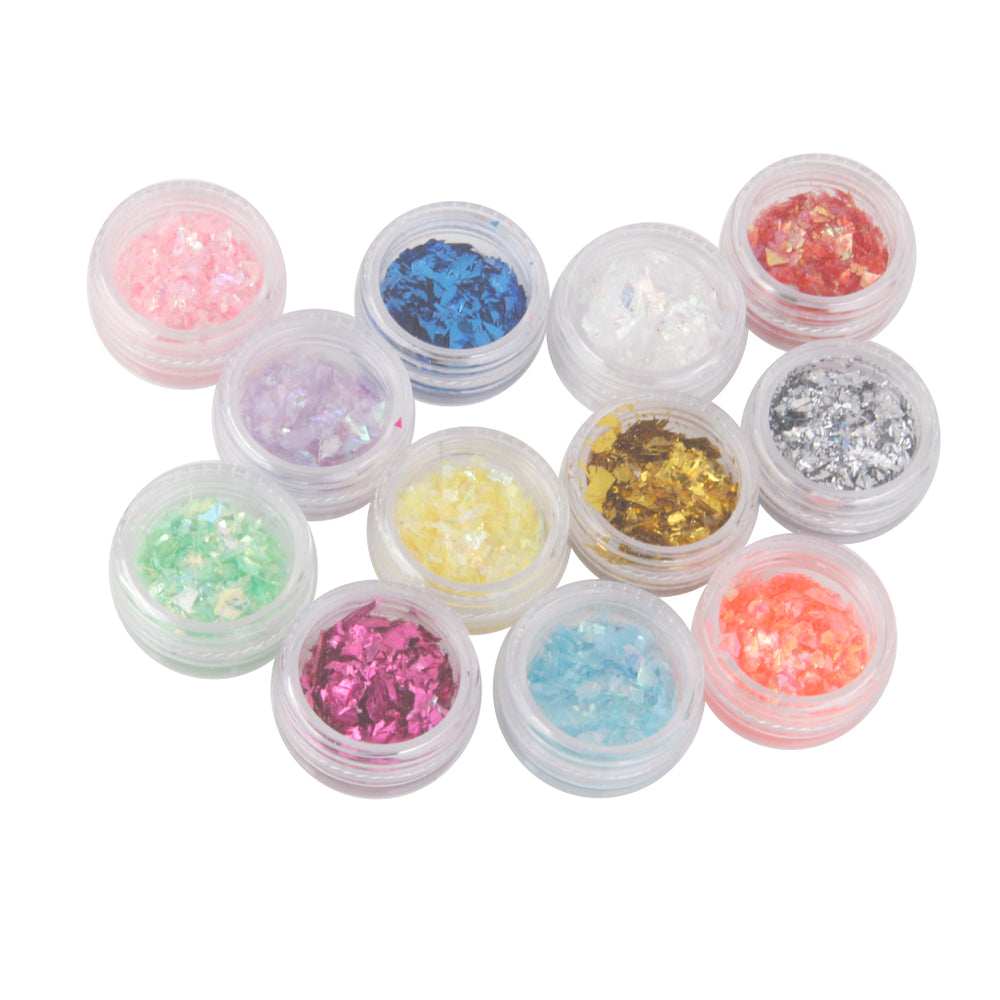 Crofta 12pcs Mixed Color Nail Art Tips Stickers Glitter Sequins Manicure DIY